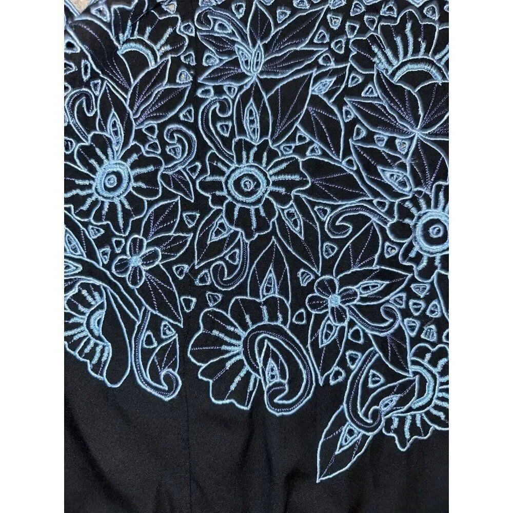 Button Down Embroidered Lace Bohemian Dress 90’s Western Coastal Cowgirl - Picture 4 of 15